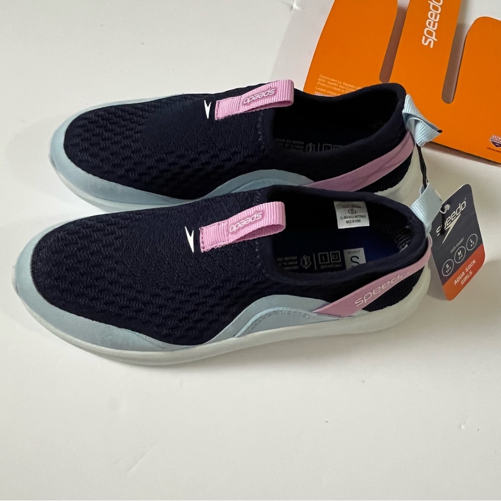 Speedo Junior Pull On Shoes Hawaiian Blue/Peony Size S 13/1 Comfort Flexibility